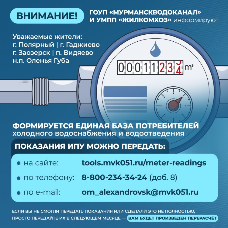 Важная информация о передаче показаний приборов учета воды